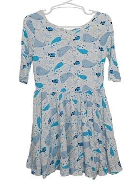 Dot Dot Smile Girls Dress Size 3T 4T Narwhal Nonsense Ballerina Twirl Blue Whale